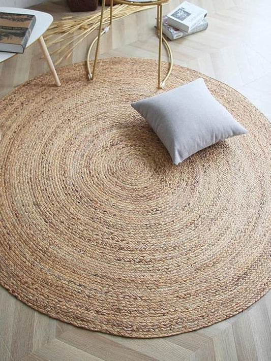 Jute Carpet for Living Room | Jute Round Floor Mat | Rugs for Living Room | Jute Centre Table Carpet (Natural Color, 3x3 Ft Round)